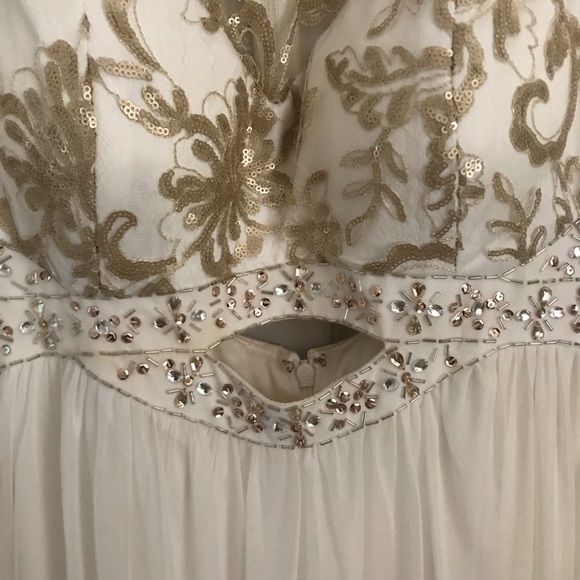 White and Gold Prom Dress - Picture 3 of 8